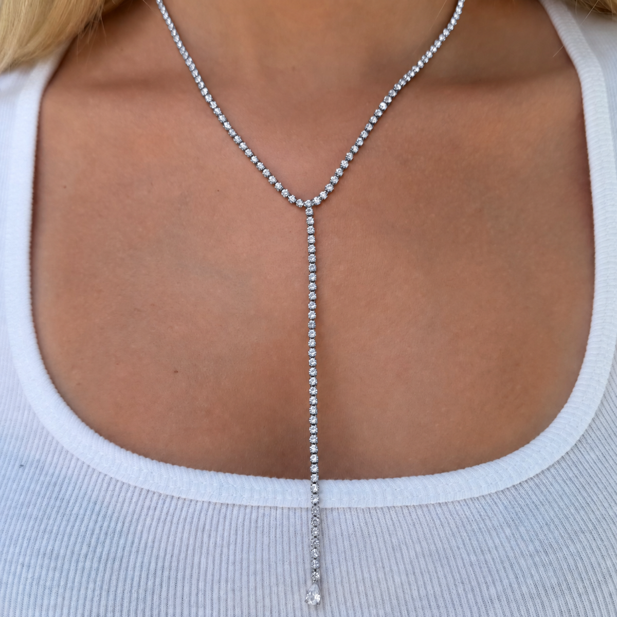 Nena Tennis Lariat Necklace