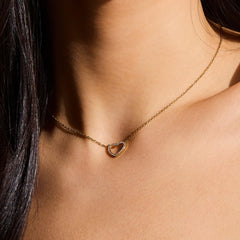 Crystal Heart Outline Necklace