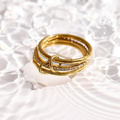 Stacked Linked Crystal Band Ring - EVRY JEWELS