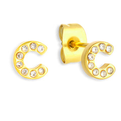 Crystal Initial Stud Earrings