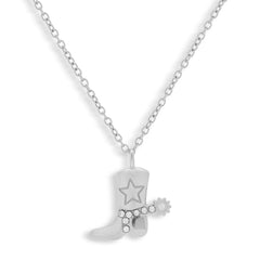 Cowboy Boot Crystal Charm Necklace