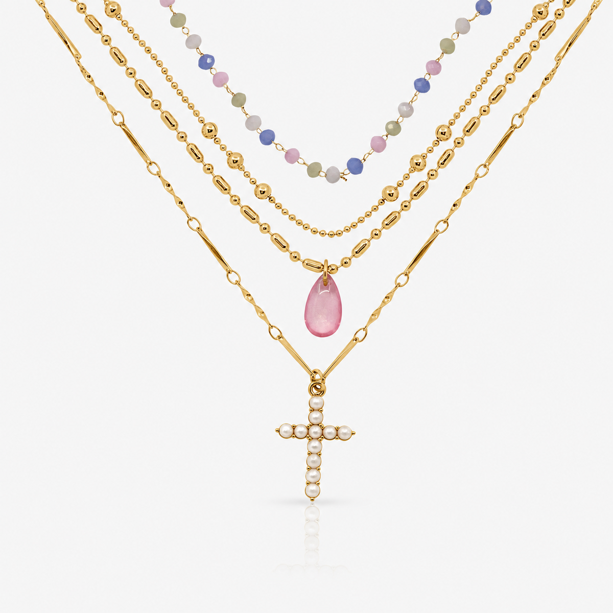 Beaded Blessing 4 Piece Necklace Set