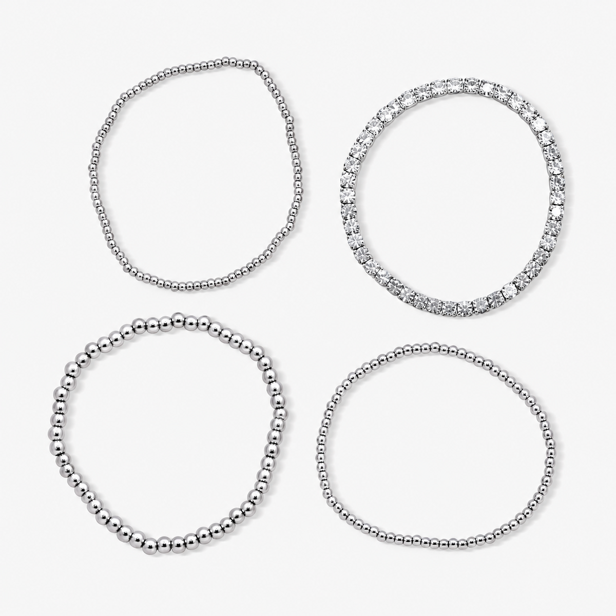 Icy Golden Beaded Bracelet 4 Piece Set