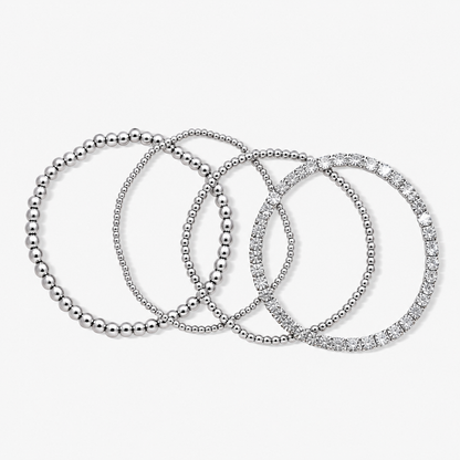 Icy Golden Beaded Bracelet 4 Piece Set