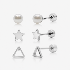 Hey Darling Pearl 3-Piece Flat Back Earrings Set