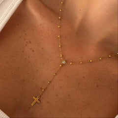 Alessia Lariat Cross Necklace