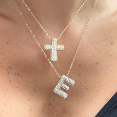 Pave Bubble Letter Necklace