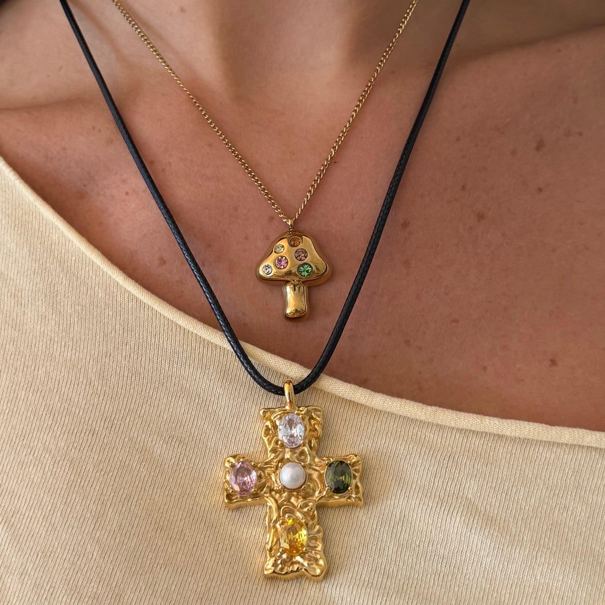 Popstar Cross Cord Necklace
