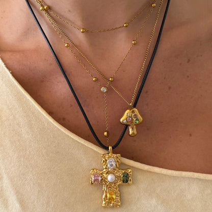 Popstar Cross Cord Necklace