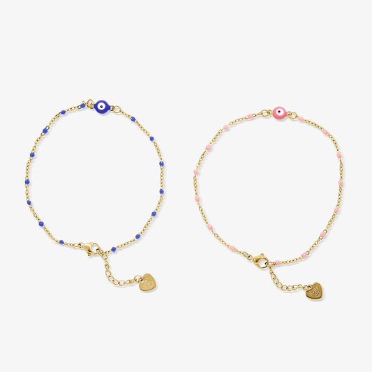 Evil Eye Anklet 2 Piece Set