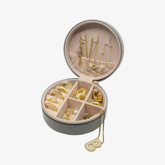 Round Velvet Travel Jewelry Case